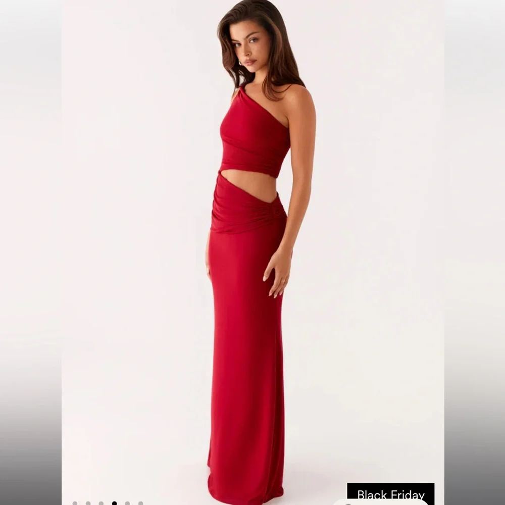 Peppermayo Red One Shoulder Dress - Picture 3 of 6